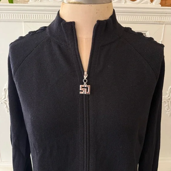 St.John Sport Black Knit Full Zip Jacket - Picture 2 of 11